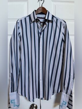 Robert Graham Men’s M Striped Cotton Button Down Shirt